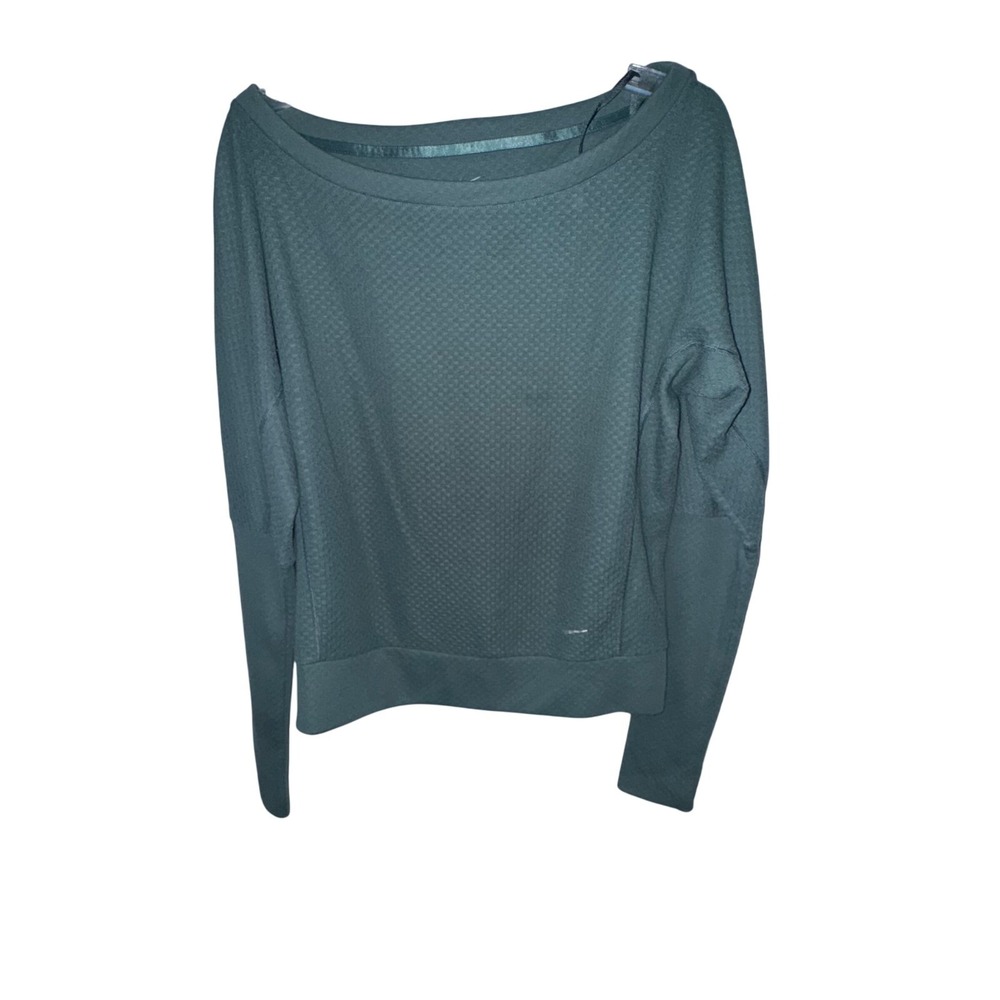 Nike Size S Women Drifit Long Sleeve Fleece Pullover Sweatshirt Top Teal